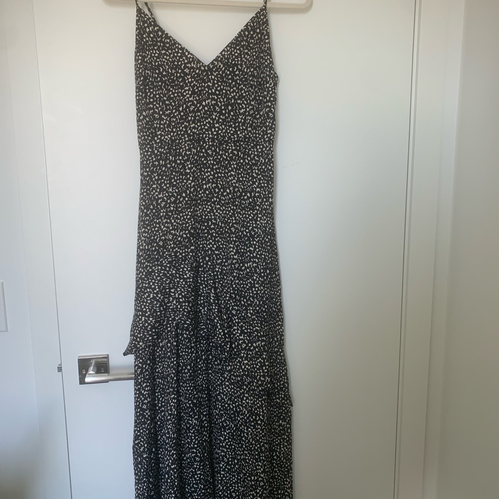 Asymmetrical Spotted Slip Maxi Dress